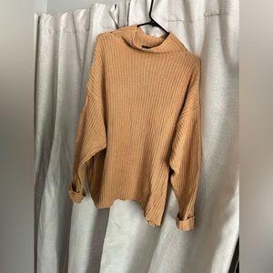 american eagle oversized brown mock neck sweater